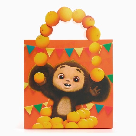 Gift package with packaging paper, 22x22x12 cm, Cheburashka-4