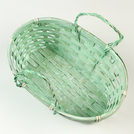 Wicker basket, 26 x 13 x 11 cm, green, bamboo-2