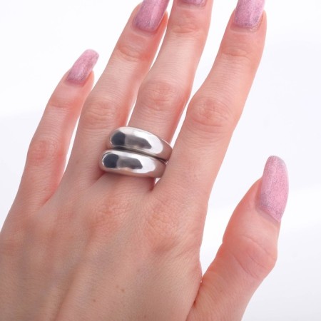 The ring "minimal" double, the color is silver, dimensionless-2