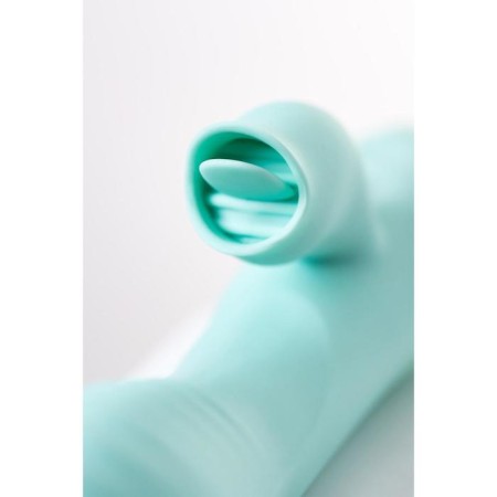 A vibrator with a clitoral stimulator and tongue Jos Milo, silicone, mint color, 20 cm-7