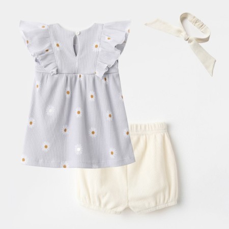 Set: dress, shorts, crumb of crumb I chamomile, height 74-80 cm, gray-7