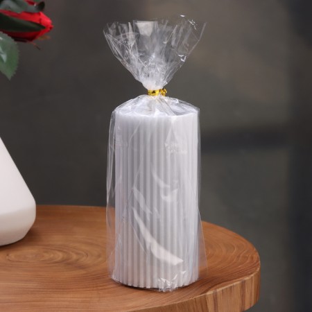 Candle-cylinder with faces, 5x10 cm, gray, 6 hours-2