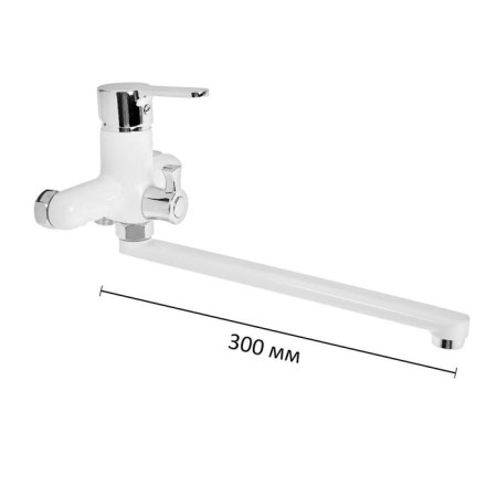Accoona A7167G bath mixer, one -leaf, pour 300 mm, silumin, white-1