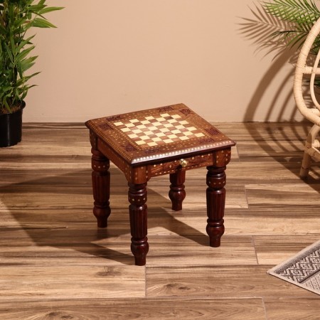 Chess table 37x37x40 cm, with figures, wood of shisham-1