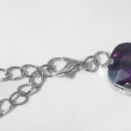 The necklace "Jewelry" squares, purple color in silver, 34 cm-1