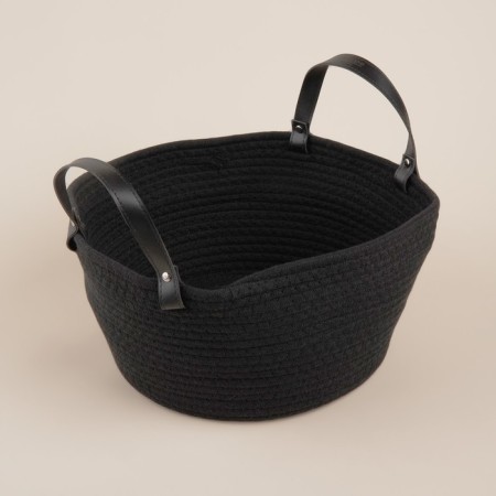 Basket for storage of handmade lauded "Louise", 33 × 33 × 16 cm, black color-1