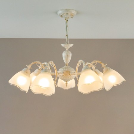 Suspended chandelier Citilux "Latur" CL413270, 46x33 cm, 7x75W, E27, white color-11