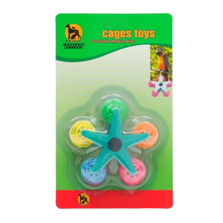 Toy for birds "Carousel with balls", 10 cm (3 cm balls)-5