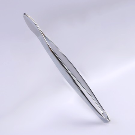 Pinzet begged, wide, 8.5 cm, silver color-2