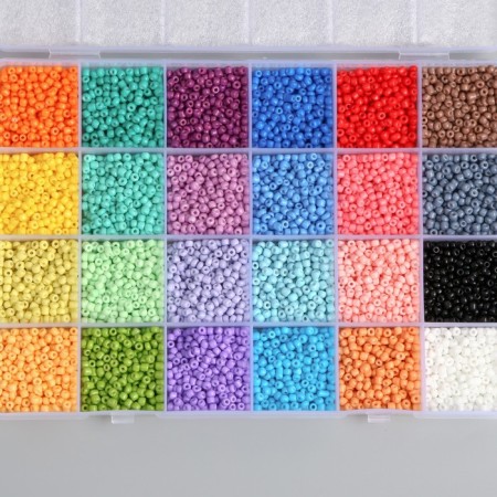 Glass 8/0 (3 mm) in the box "Pastel" 24 colors x 15 g 19x13x2.1 cm-1