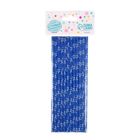 Stars cocktail tubes, set 12 pcs., Blue color-1