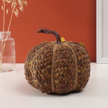 Decor "Two owls in the autumn pumpkin" 20x20x20 cm-2