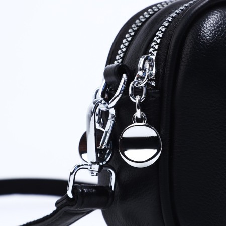 Cross-Bodi bag on zippers, external pocket, black color-3