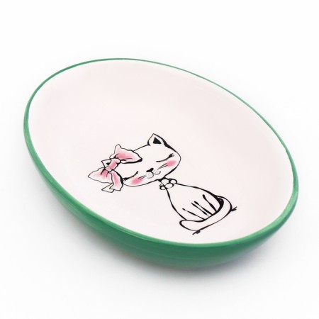 Keramic "cute kisa" saucer 200 ml 15.7 x 11.3 x 3.8 cm, green-2