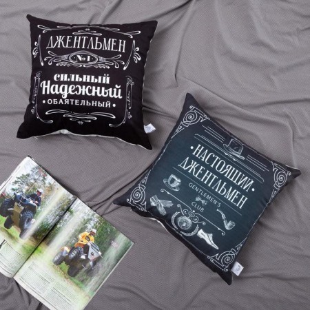 Decorative Ethel Pillow "Real gentleman" 40x40 cm, velor, 100% p/e-1