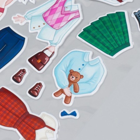 Plastic sticker "Dress the doll. School" 15x20 cm-1