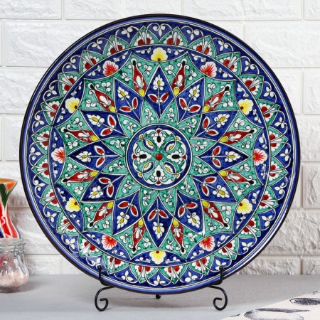Lryagan Round Rishtan Ceramics, 43cm, Color ornament-1