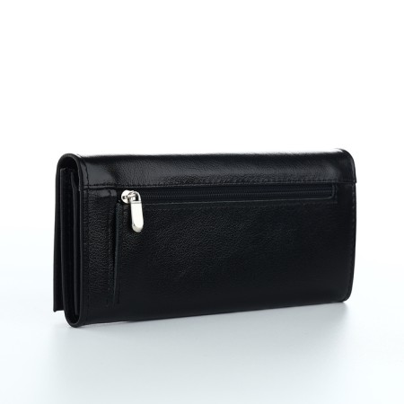 Women's wallet on the button, Textura, black color-1