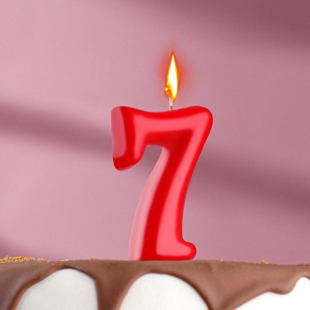 Candle for the cake figure "Oval" "7", red, 5.5 cm