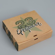 Gift folding box, packaging, “February 23”, 20 x 18 x 5 cm