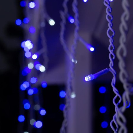Garland "fringe" 4 × 0.6 m, IP44, white thread, 180 LED, glow blue, flickering white, 220 V-3