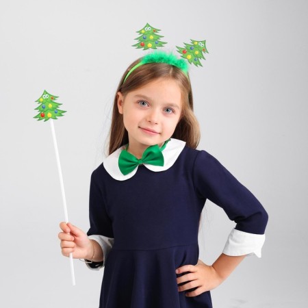 New Year's carnival costume children's “Christmas tree”, 3 objects: rim, butterfly, magic wand, for the New Year-5