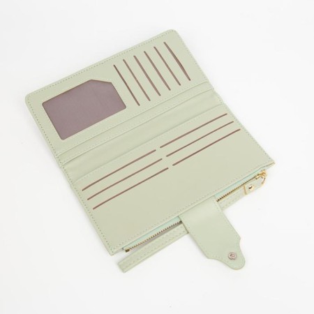Women's wallet on a button, with a pen, green color-2