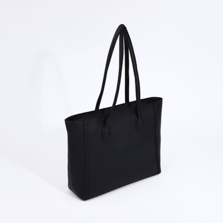 Soper bag with zipper, black color-1