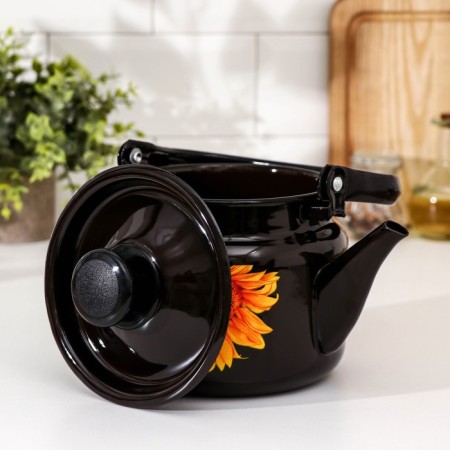 Cylindrical kettle, 2 l, induction, neckline mix, brown color-1