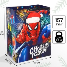New Year. Gift package, 23x18x11.5 cm, packaging, spider-man