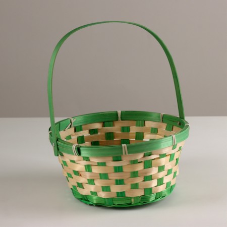 Wicker basket, d21xh24 cm, green, bamboo