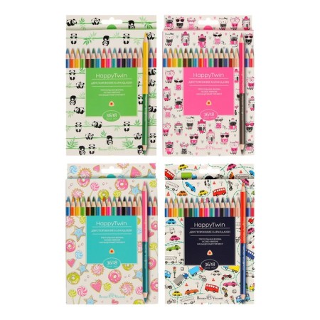 Caucal pencils 36 flowers 18 pieces Twincolor Happy, mix-5