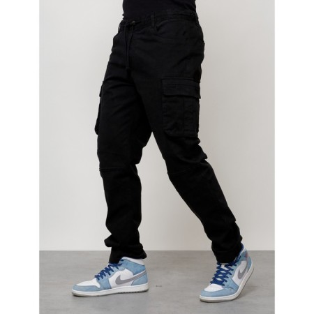 Cargo jeans male, size 56, black color-1