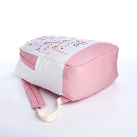 School backpack of textiles on lightning, 3 pockets, pink color-4