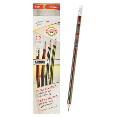 Chernographic pencil Koh-I-Noor 1397 2B, super-bending, with an eraser, price for 1 pc.