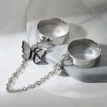 Set of rings 2 pieces "trend" is light, silver color, mix size-1