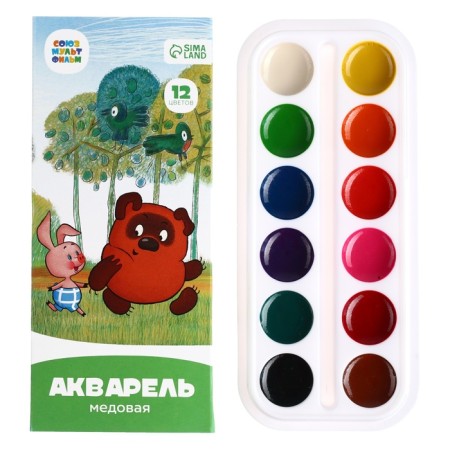 Watercolor "Winnie Pooh", Soyuzmultfilm, 12 colors, in a cardboard box, without a brush-1