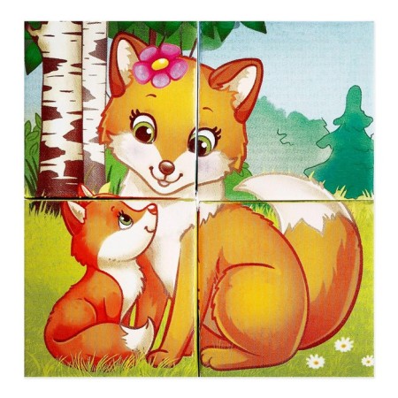 Cardboard cubes "Mom and children", 4 pcs-4