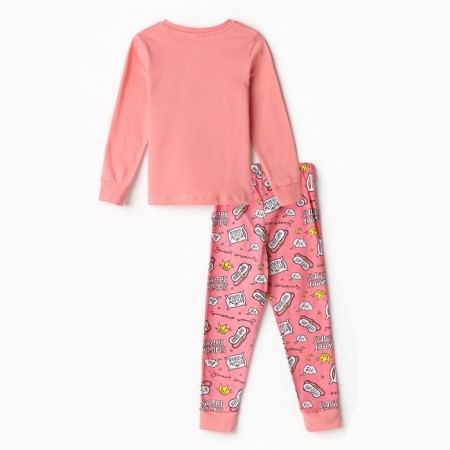 Pajamas for a girl (longshit/pants), pink/hare color, height 122 cm-10
