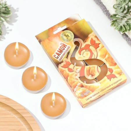 Aromatic tea candles, 6 pieces, apple strudel