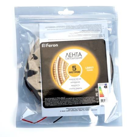 Feron 5 m, IP65, SMD5050, 60 LED/m, 14.4 W/m, 12 V, glow warm white-5