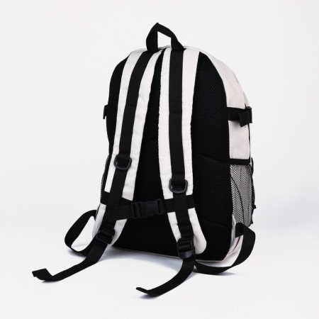School backpack from textiles, 6 pockets, wallet, white color-2