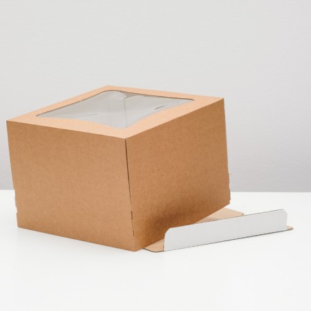 Confectionery packaging with a window of rhombus, craft, 27 x 27 x 20 cm-2