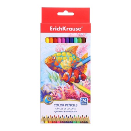 Карандаши 24 цвета ErichKrause, дерево, шестигранные, 3.0 мм грифель, картонная упаковка, европодвес-3