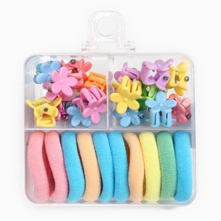 Gift set, hair gum 10 pcs, hairpin crab 12 pcs, cold heart-2