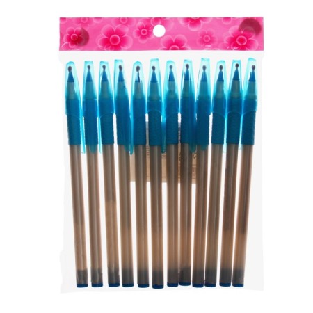 Ballic handle 0.7 mm, blue rod, white body with a rubber holder and cap, mix-4