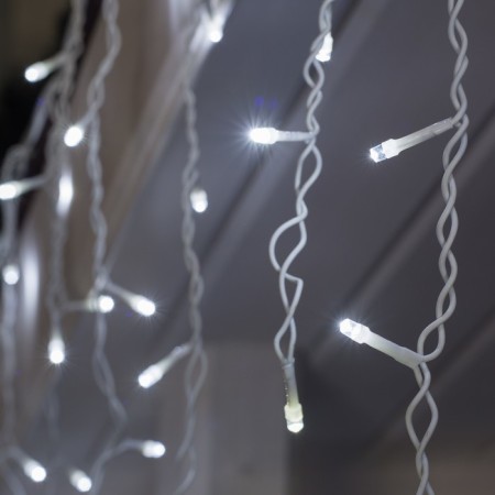 Garland "fringe" 3 × 0.6 m, IP44, UMS, white thread, 160 LED, white glow, white flicker, 220 V-1