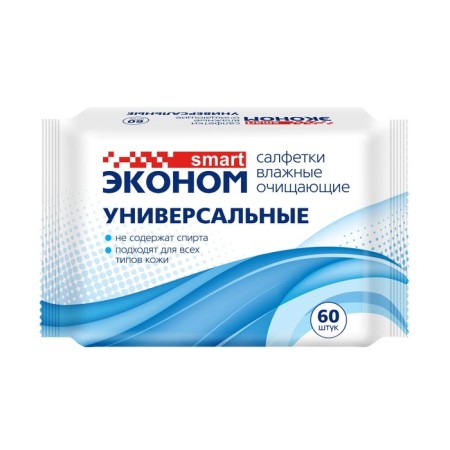 Wet napkins economy Smart cleansing, universal, 60 pcs.