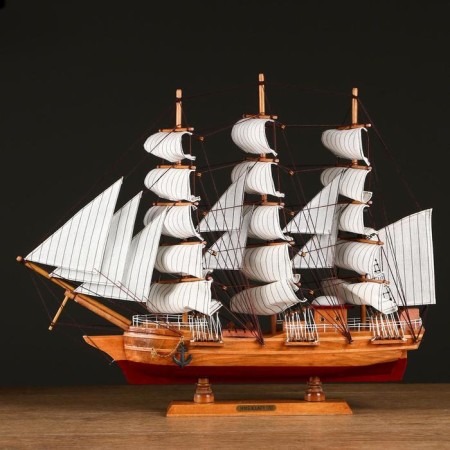 Survenger ship large "Krambole", side light wood, white sails, mix 57 × 9 × 49cm-7
