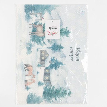 New Year's napkin on the table "Warm Winter" PVC, 40x29 cm-3